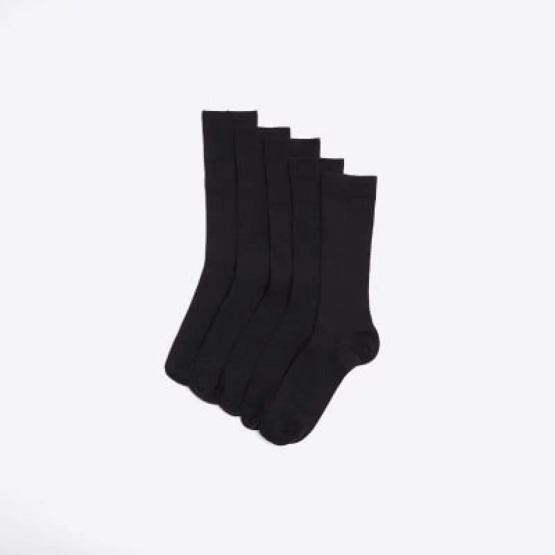10 Pack black ribbed socks sold by River Island