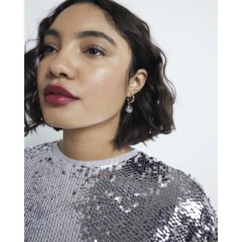 Pink Bead Mini Hoop Earrings sold by River Island