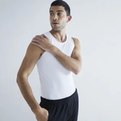 White Muscle Fit Rib Vest 3 Pack sold by River Island