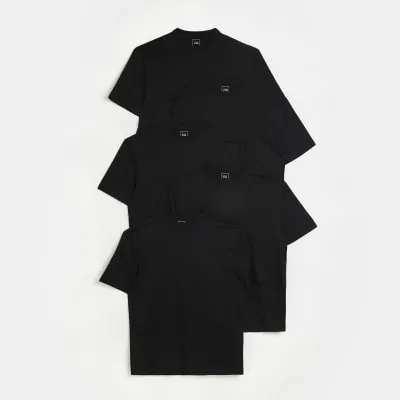 5 Pack black regular fit t-shirts sold by River Island