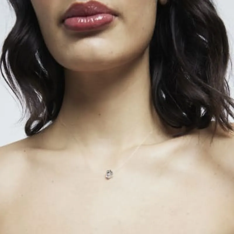 Silver Circle Cubic Zirconia Necklace sold by River Island