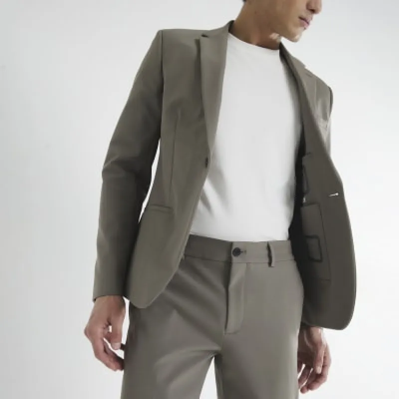 Beige Skinny Fit Suit Blazer sold by River Island