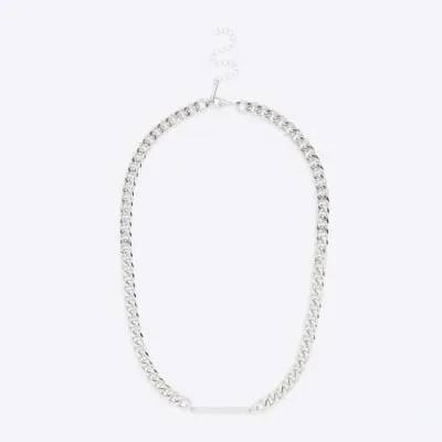 Silver Rectangle Chain Necklace sold by River Island
