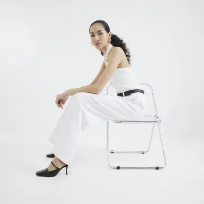 White Belted Wide Leg Trousers sold by River Island