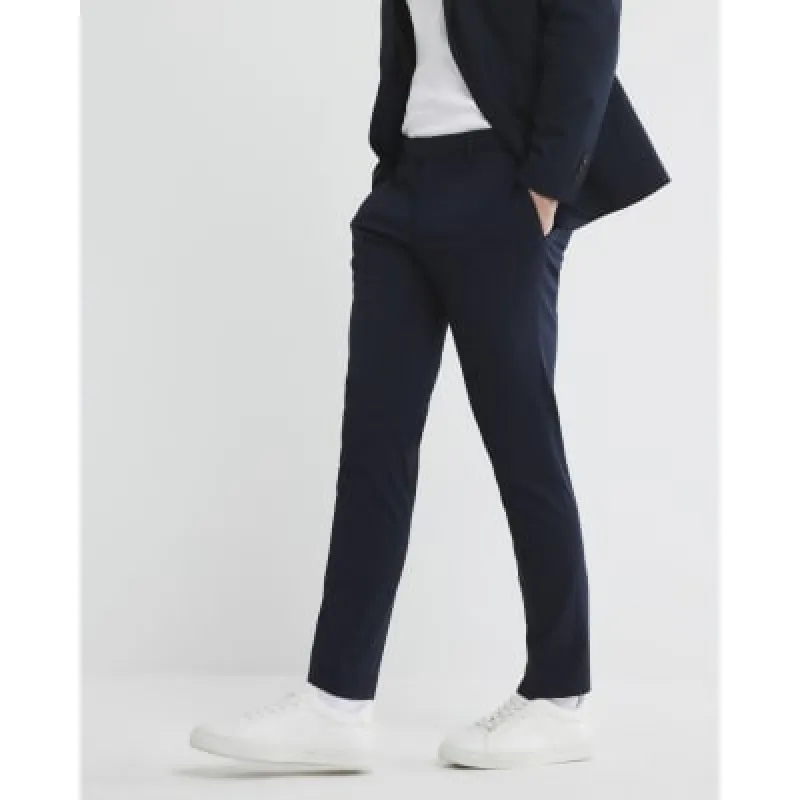 Navy Skinny Twill Suit Trousers sold by River Island