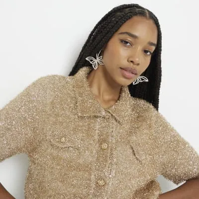 Pink Rose Gold Butterfly Hoop Earrings sold by River Island