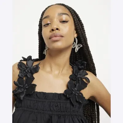 Silver Crystal Butterfly Hoop Earrings sold by River Island