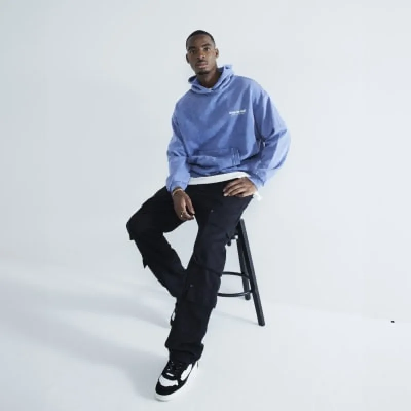 Blue Long Sleeve Washed Ame Le Nuit Hoodie sold by River Island