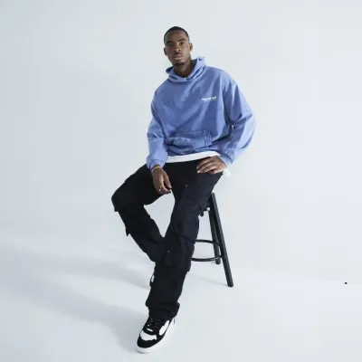 Blue Long Sleeve Washed Ame Le Nuit Hoodie sold by River Island