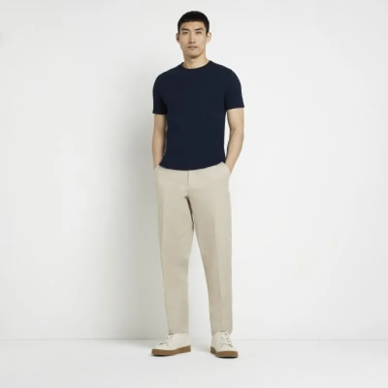 Navy muscle fit stretch T-shirt sold by River Island