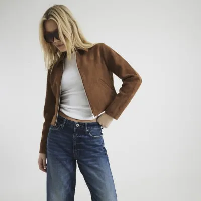 Brown Faux Suede Short Jacket sold by River Island