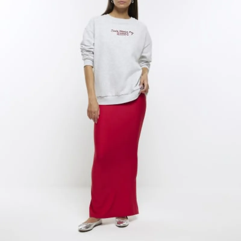 Red split hem maxi skirt sold by River Island