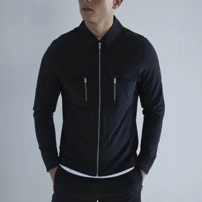 Black Utility Pocket Shacket sold by River Island