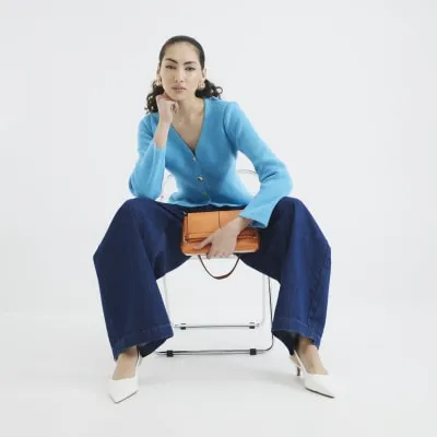 Turquoise Long Sleeve Peplum Cardigan sold by River Island