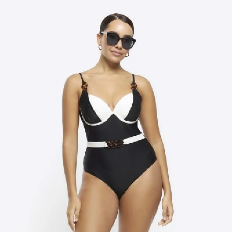 Black belted swimsuit sold by River Island