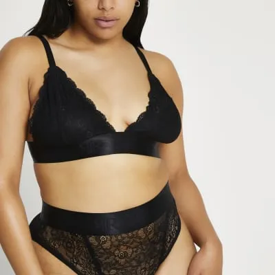 Plus black lace bralette sold by River Island