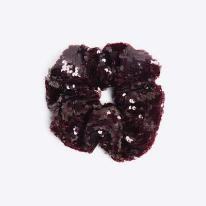 Burgundy Sequin Scrunchie sold by River Island