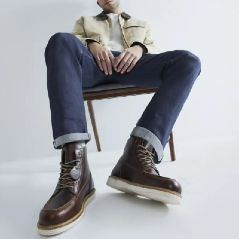 Brown Leather Wedge Boots sold by River Island