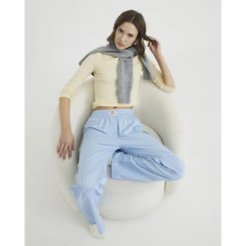 Blue Stripe Woven Trousers sold by River Island