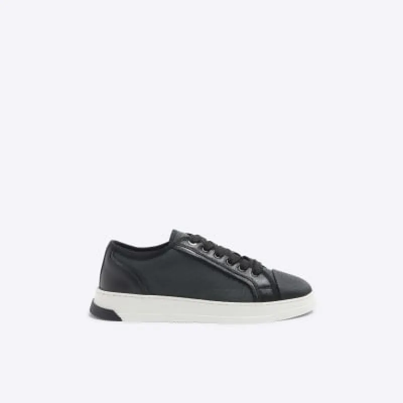 Black Canvas Toe Cap Trainers sold by River Island