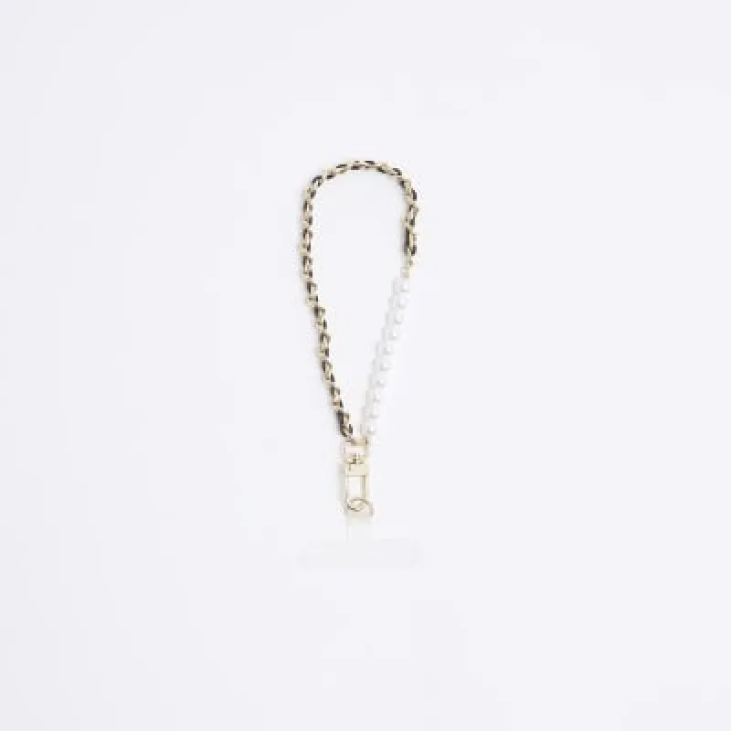 Gold Beaded Phone Chain sold by River Island