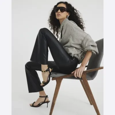 Black Faux Leather Skinny flared Trousers sold by River Island
