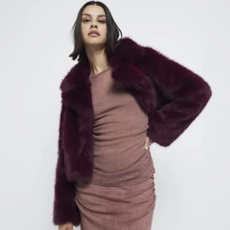 Rust Long Sleeve Metallic Mesh Top sold by River Island