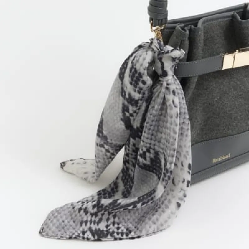 Grey Satin Snake Print Scarf made by River Island