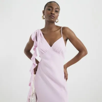 Purple Ruffle Slip Maxi Dress sold by River Island