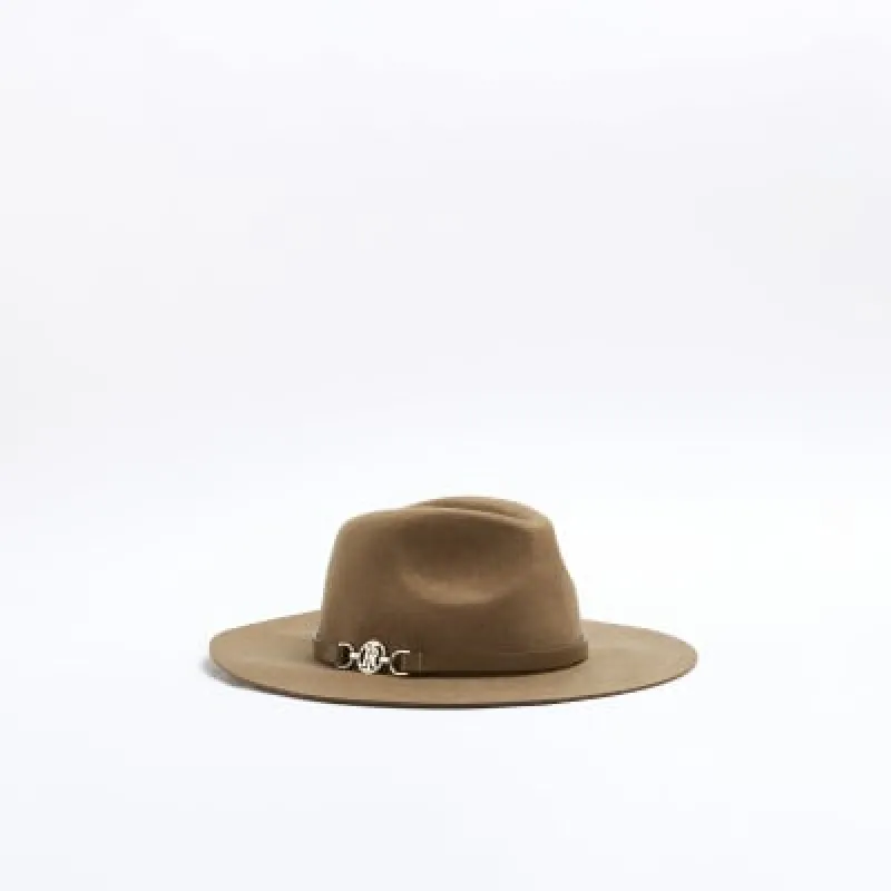 Beige wool fedora hat sold by River Island