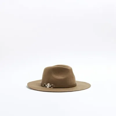 Beige wool fedora hat sold by River Island