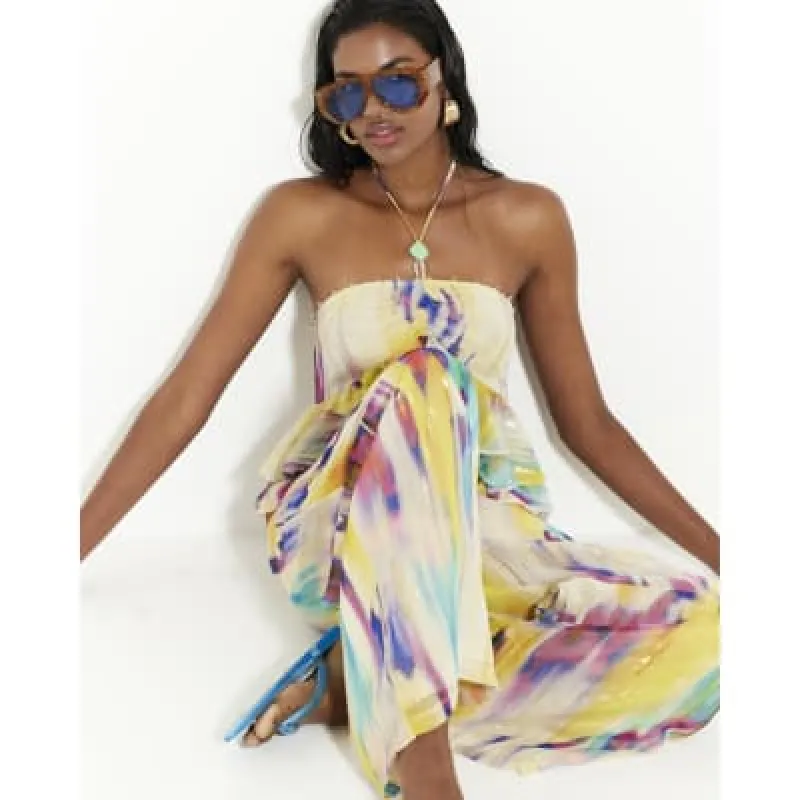 Purple Blurred Print Wide Leg Trousers sold by River Island