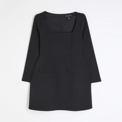 Petite Black Long Sleeve Mini Dress sold by River Island