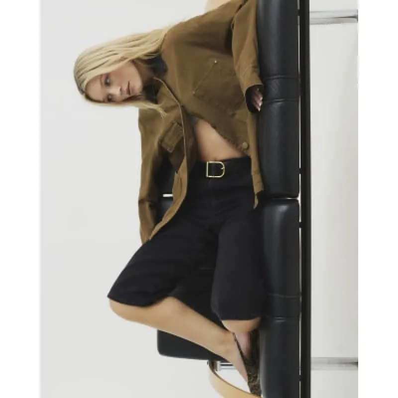 Black Denim Longline Jort sold by River Island