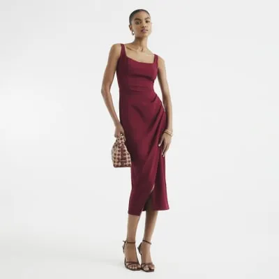 Red Sleeveless Corset Bodycon Midi Dress sold by River Island