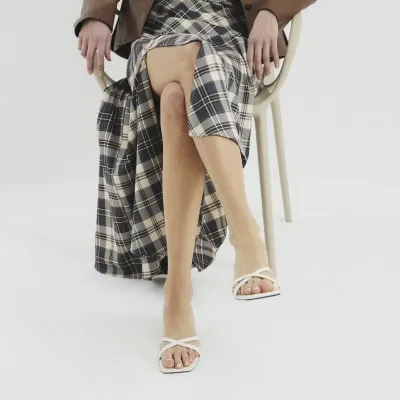 White Cross Strap Kitten Heeled Mule Sandals sold by River Island