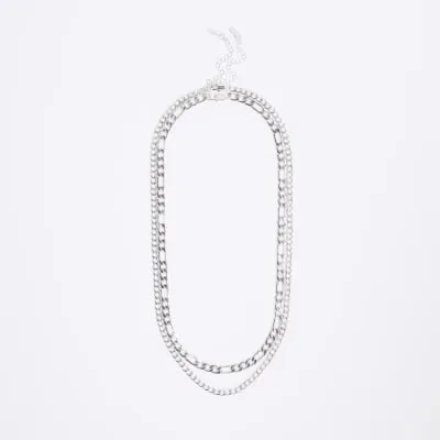 Silver 2 Row Chain Necklace sold by River Island