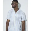 Ecru Regular Fit Stripe Textured Revere Shirt sold by River Island