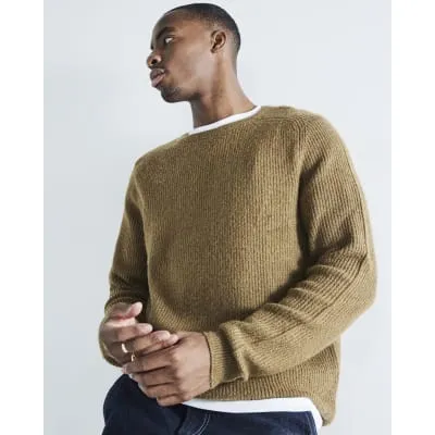 Brown Slim Fit crew neck jumper sold by River Island