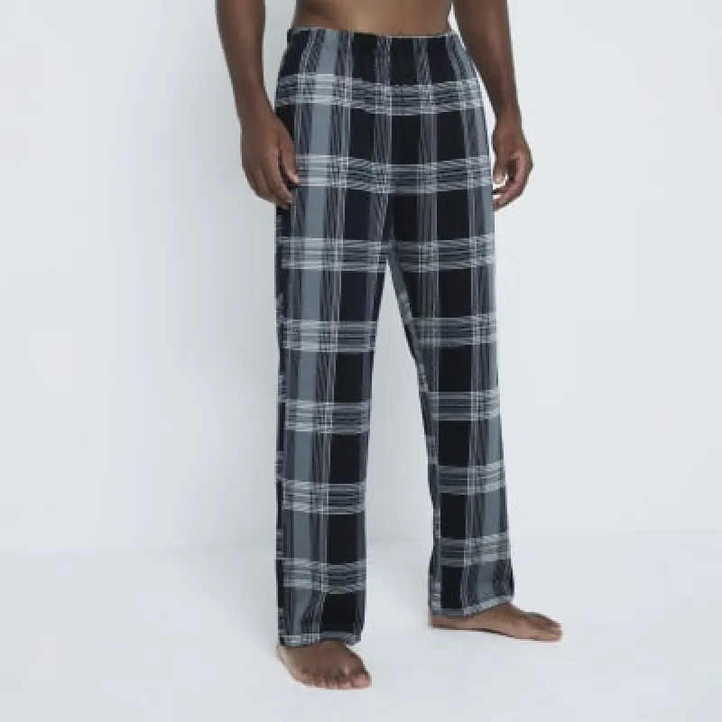 2PK Black Check Plain Pyjama Trousers sold by River Island