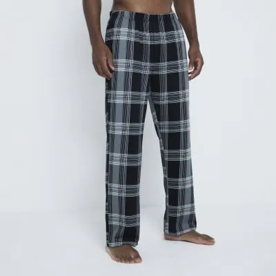 2PK Black Check Plain Pyjama Trousers sold by River Island