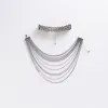 Black Metal Crystal Layered Collar Necklace sold by River Island