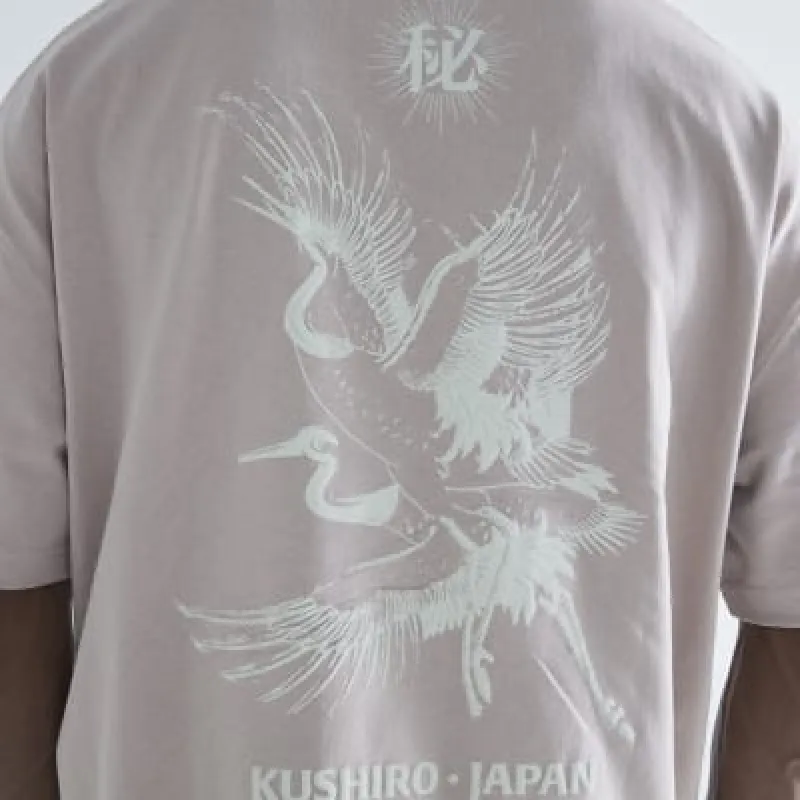 Pink Short Sleeve Kurisho Crane T-Shirt sold by River Island