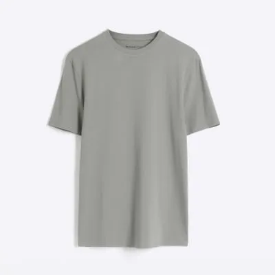 Grey Slim Fit Short Sleeve T-Shirt sold by River Island