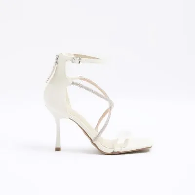 White embellished perspex heeled sandals sold by River Island