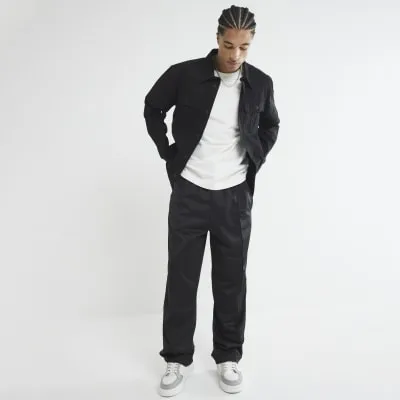 Black Pleated Pocket Over Shirt sold by River Island