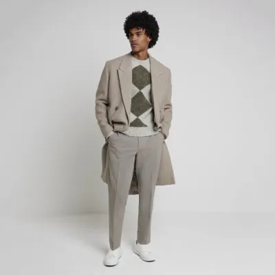 Beige Slim Fit Suit Trousers sold by River Island