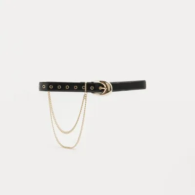 Black Draped Chain Belt sold by River Island