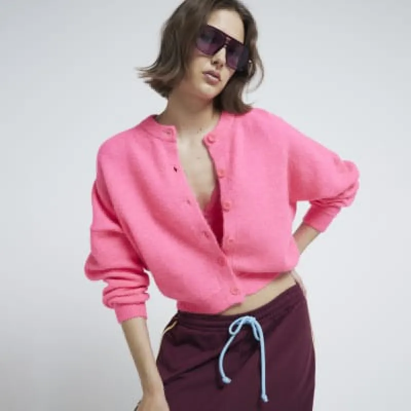 Pink Oversized Bubble Cardigan sold by River Island