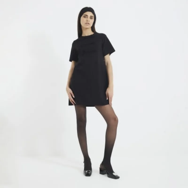 Black Short Sleeved Bow Mini T-shirt Dress sold by River Island